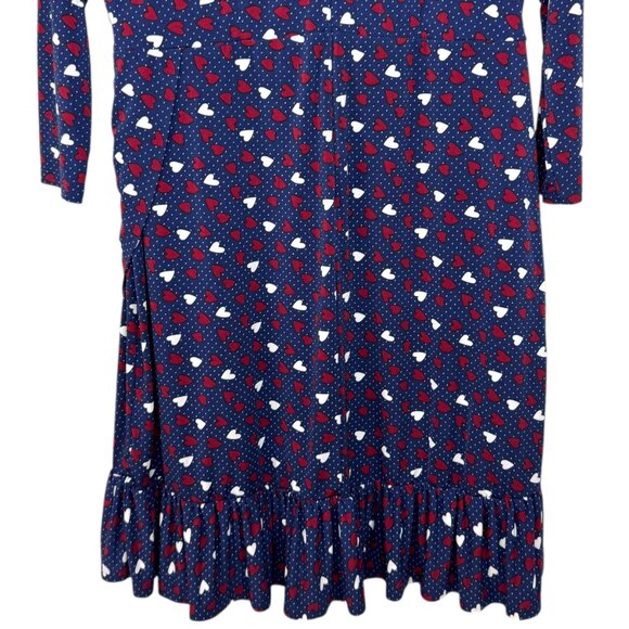 Talbots Blue red and white polka dot and hearts long sleeve dress Size 12P - Picture 11 of 14